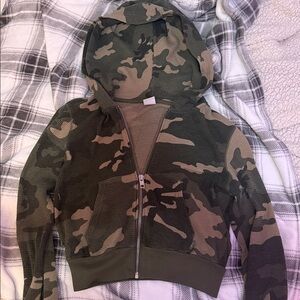 TNA Green Camouflage Waffle Zip Hoodie